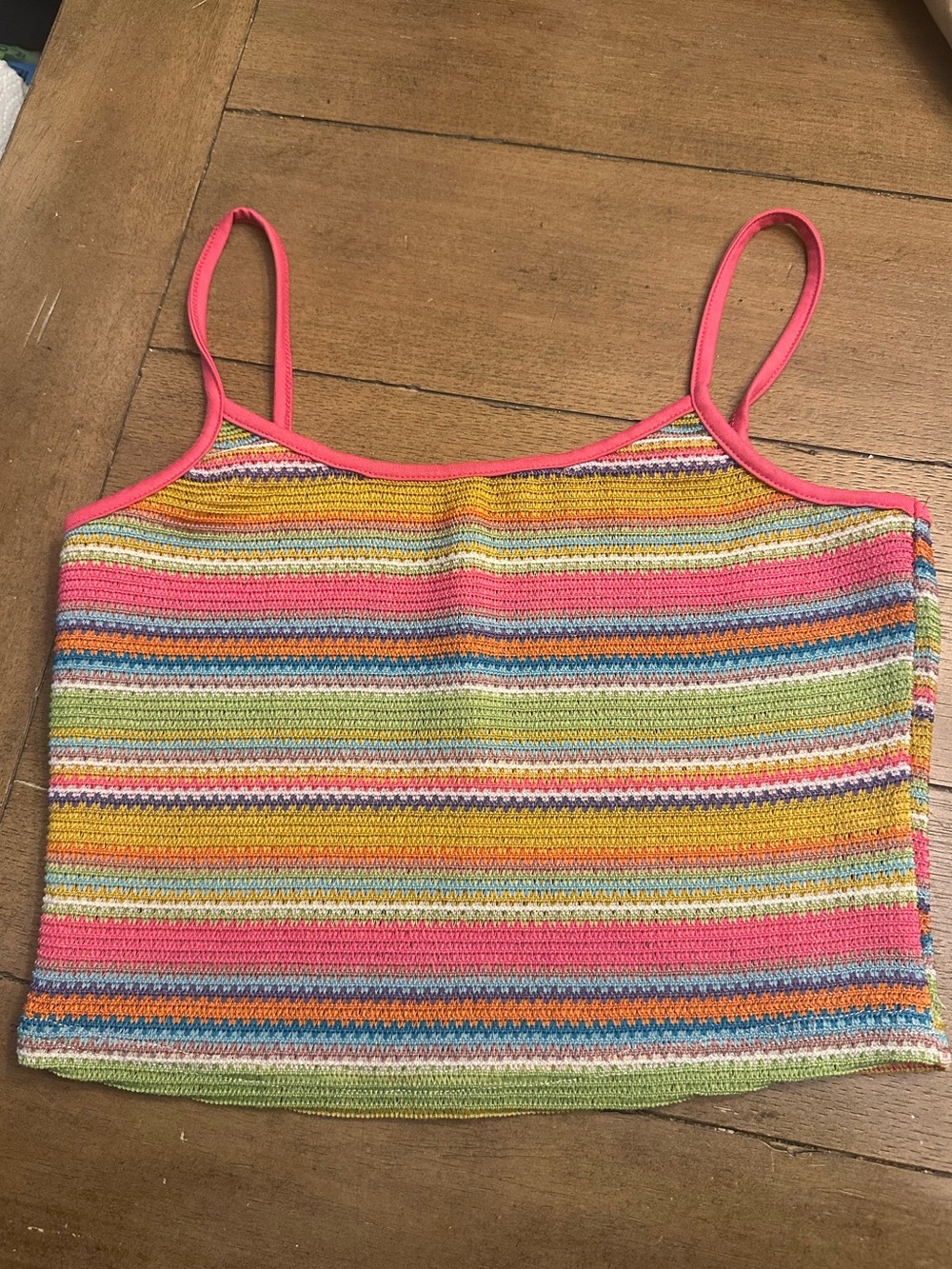 Striped Knit Crop Tank Top